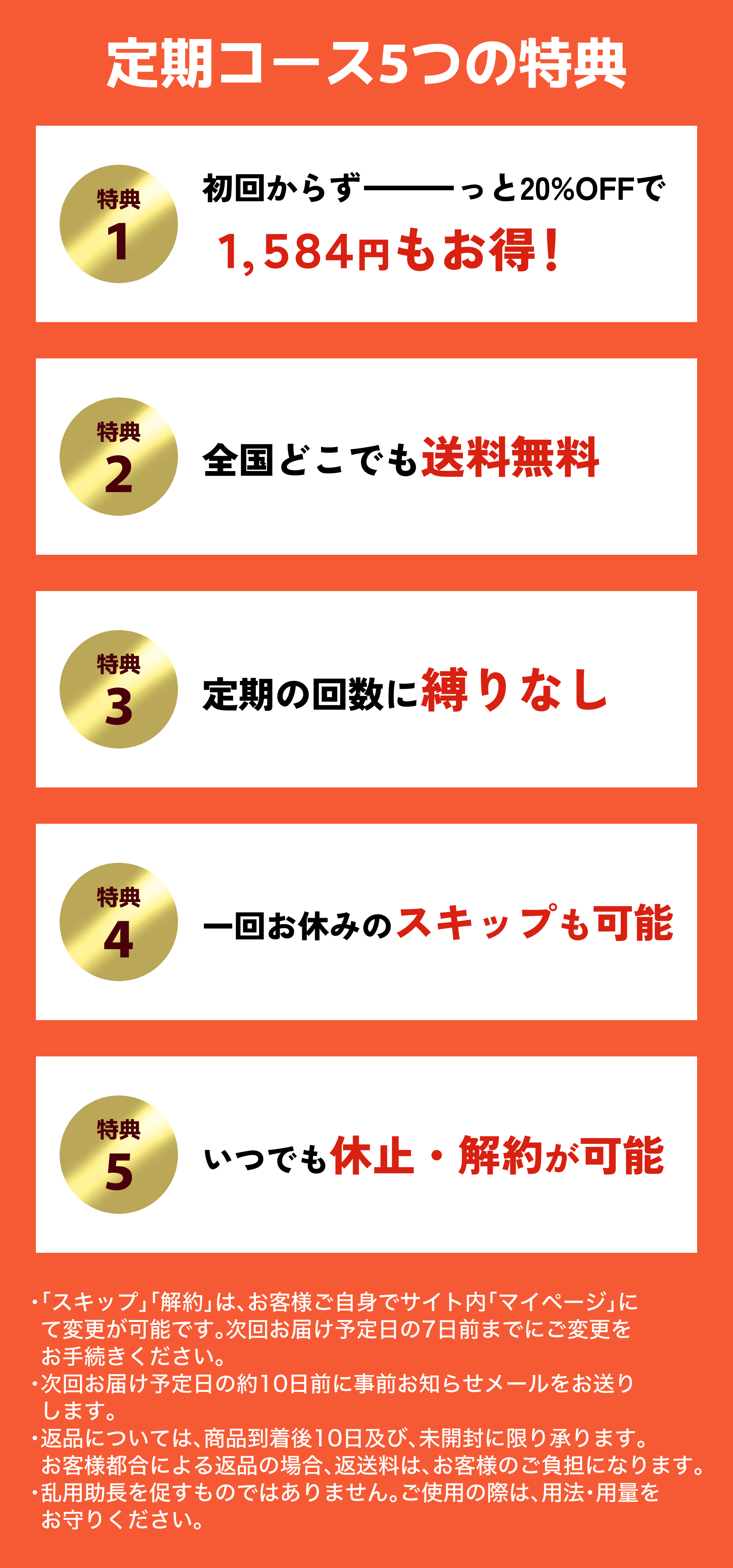 定期コース5つの特典